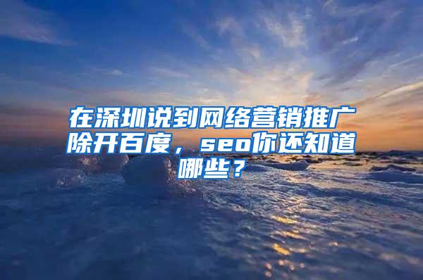 在深圳说到网络营销推广除开百度，seo你还知道哪些？