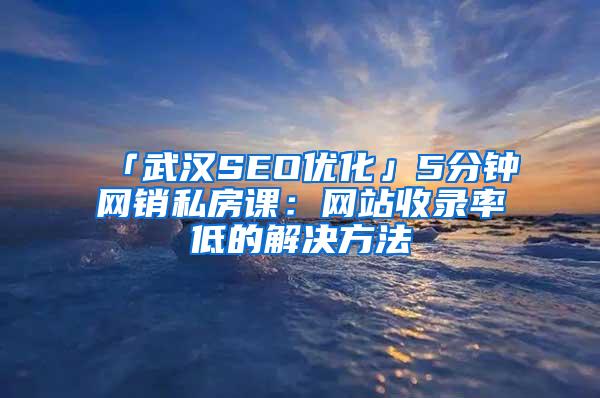 「武汉SEO优化」5分钟网销私房课：网站收录率低的解决方法