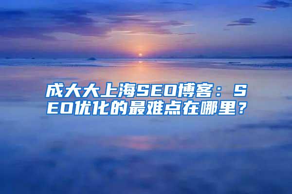 成大大上海SEO博客：SEO优化的最难点在哪里？
