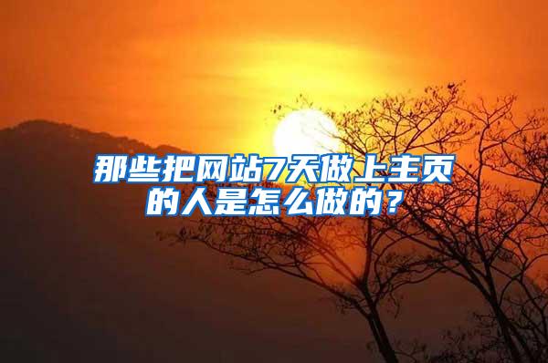 那些把网站7天做上主页的人是怎么做的？