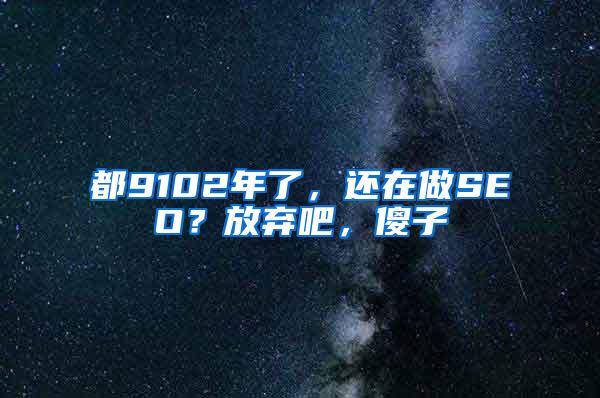 都9102年了，还在做SEO？放弃吧，傻子