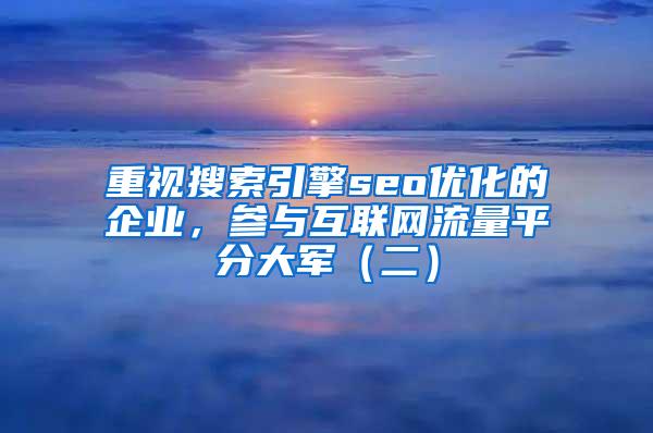 重视搜索引擎seo优化的企业，参与互联网流量平分大军（二）