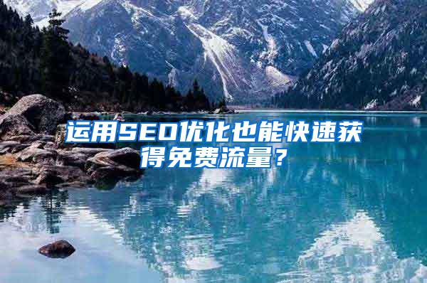 运用SEO优化也能快速获得免费流量？