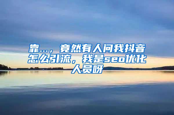 靠...，竟然有人问我抖音怎么引流，我是seo优化人员呀