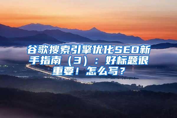 谷歌搜索引擎优化SEO新手指南（3）：好标题很重要！怎么写？