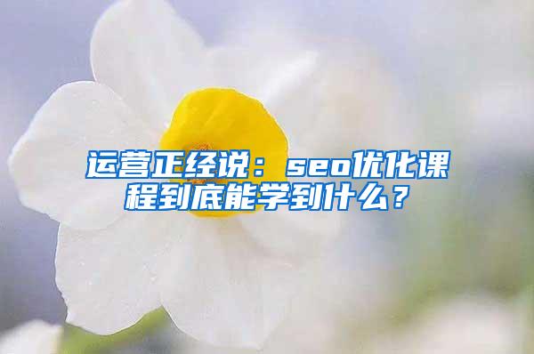 运营正经说：seo优化课程到底能学到什么？