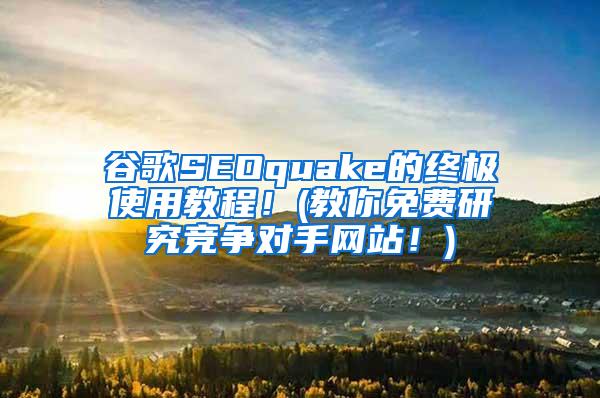 谷歌SEOquake的终极使用教程！(教你免费研究竞争对手网站！)