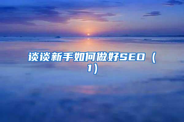 谈谈新手如何做好SEO（1）