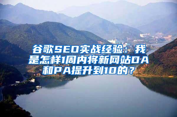 谷歌SEO实战经验：我是怎样1周内将新网站DA和PA提升到10的？