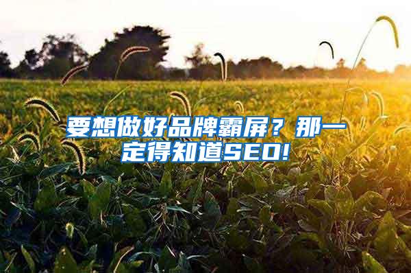 要想做好品牌霸屏？那一定得知道SEO!